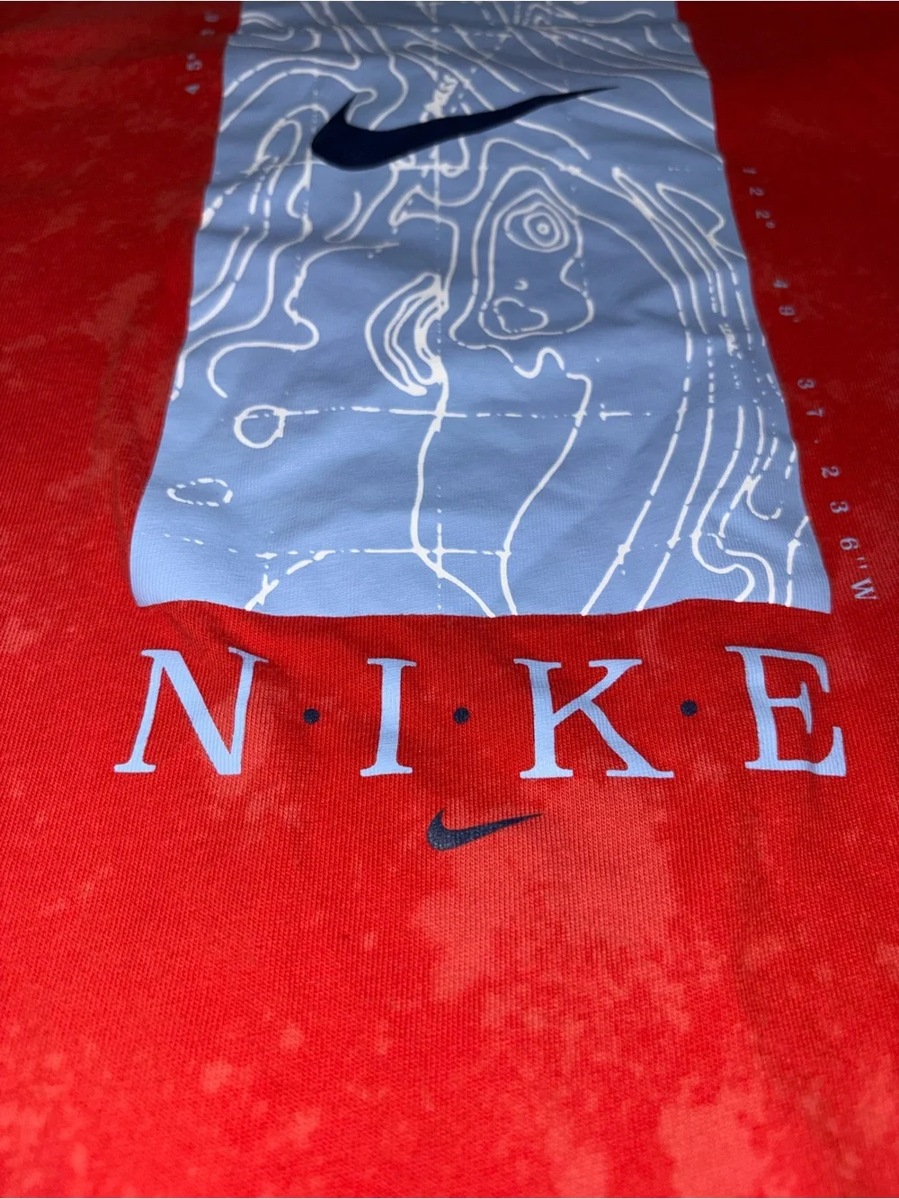 Nike Red Short Sleeve Tee with Light Blue Pocket